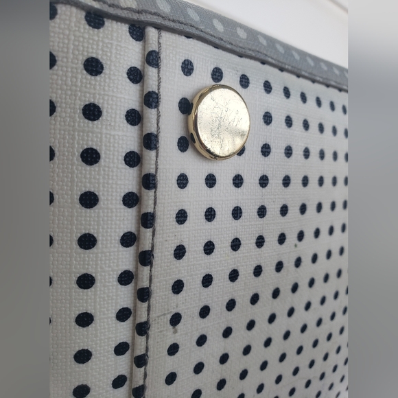 Y2K Fossil Rachel Coated Gray White with Black & White Polka Dots Tote!!! - Picture 10 of 16